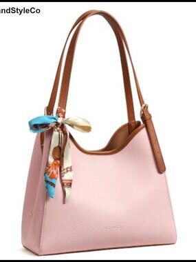 Pebbled Leather Shoulder Bag 3 Compartment Purse Handbag
